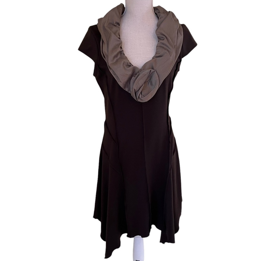 Vivian Shyu Brown Woven Collar Knit Aline Dress S